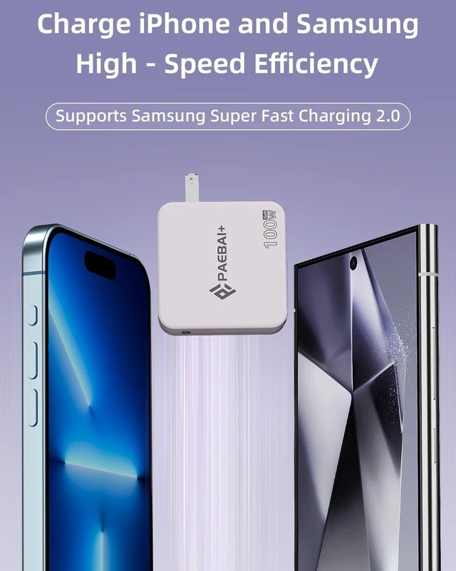 Alt view image 4 of 7 - Mac Book Pro Charger 100W USB C Charger GaN Foldable Compact Wall Fast Charger for MacBook Air iPhone 16 15 Series Galaxy iPad Pro and All USB-C Devices 6.6ft Type C Cable