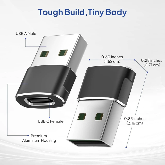 Alt view image 4 of 7 - USB to USB C Adapter for iPhone 17 4Pack USBC Female to A Male Car Charger Adapter Type C Converter 16 Pro Max 15 14 Plus iWatch Watch 11 10 Se Ultra 3 iPad Air Galaxy S25 Black