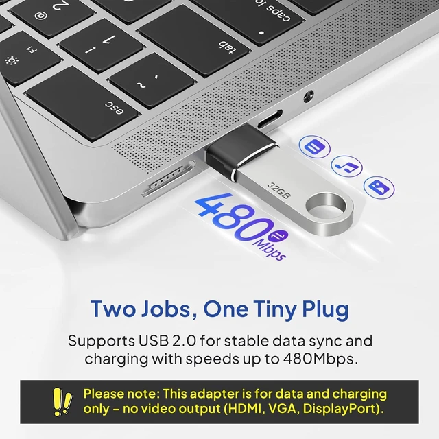 Alt view image 5 of 7 - USB to USB C Adapter for iPhone 17 4Pack USBC Female to A Male Car Charger Adapter Type C Converter 16 Pro Max 15 14 Plus iWatch Watch 11 10 Se Ultra 3 iPad Air Galaxy S25 Black