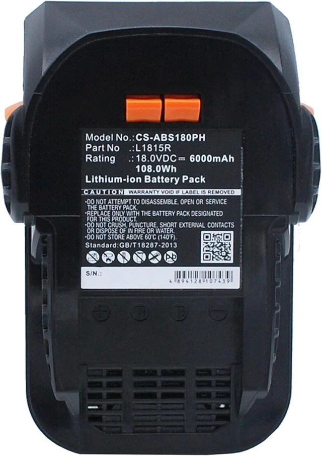 Alt view image 5 of 5 - Replacement for Battery AEG BS 18R, BS18G, BS18GMJ, BS18R, BSB 18, BSB 18 G, BSB 18 LI, BSB 18 STX, BSB 18G, BSB 18NC, BSB18G