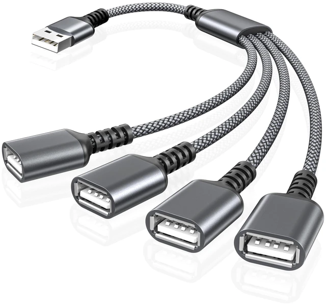 Alt view image 8 of 14 - USB Splitter 1 In 4 Out 1FT,USB Y Cable,USB A Male to Four Female Extension Cord Adapter,4 Port Multi Multiport Extender Hub,Double Dual Data Power Charger Split For Car,Xbox,PS4,PS5,Laptop