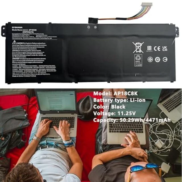 Alt view image 2 of 5 - EFOHANA AP18C8K Laptop Battery Replacement for ACER Aspire 5 A514-52 A514-52-58U3 Chromebook 314 C933 Swift 3 SF314-42-R4XJ SF314-57 SF314-58 Series Notebook 11.25V 50.29Wh 4471mAh