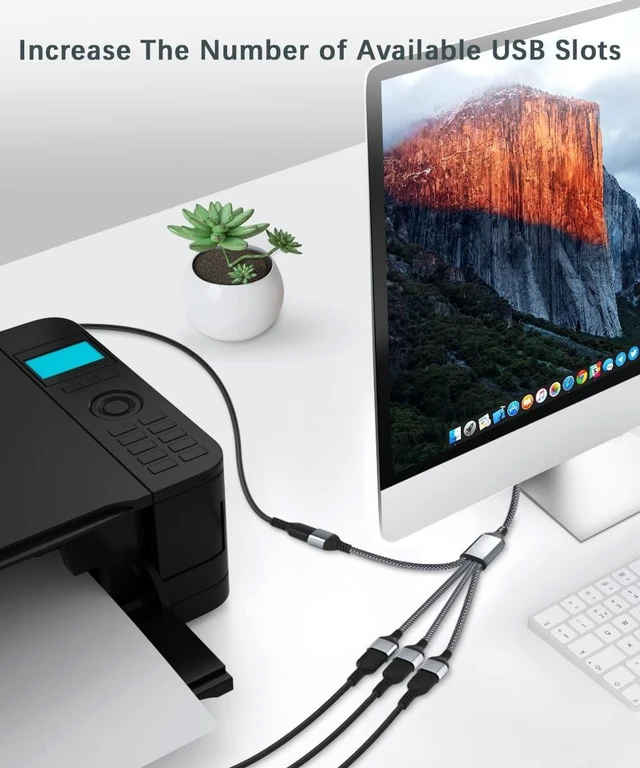Alt view image 14 of 14 - USB Splitter 1 In 4 Out 1FT,USB Y Cable,USB A Male to Four Female Extension Cord Adapter,4 Port Multi Multiport Extender Hub,Double Dual Data Power Charger Split For Car,Xbox,PS4,PS5,Laptop