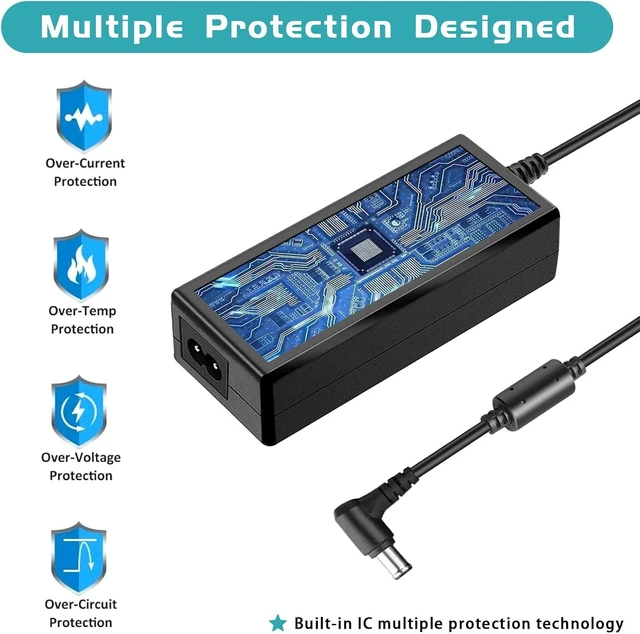 Alt view image 5 of 7 - for LG Monitor Power Supply 19V 3.42A Power Adapter Compatible with LG 34 32 29 27 24 23 22 20 19 LCD LED HD TV Monitor Charger Power Cord