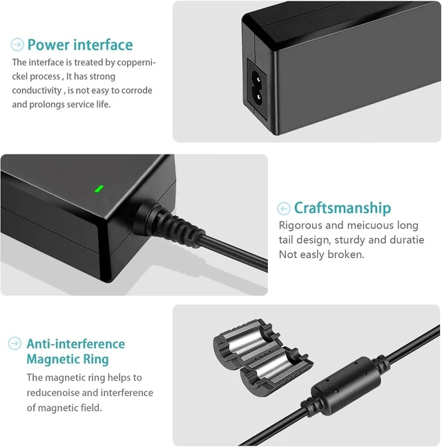 Alt view image 6 of 7 - for LG Monitor Power Supply 19V 3.42A Power Adapter Compatible with LG 34 32 29 27 24 23 22 20 19 LCD LED HD TV Monitor Charger Power Cord