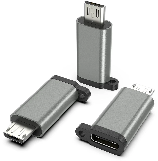 Alt view image 8 of 14 - USB-C to Micro USB Adapter, 3-Pack USB Type C Female to Micro USB Male Converter USB C to Micro B 2.0 Charge & Data Sync Compatible with Samsung Galaxy S7 S6 J7 Note 5 Kindle Ps4 and More -Grey
