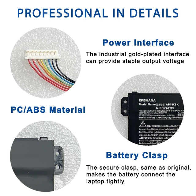 Alt view image 5 of 5 - EFOHANA AP18C8K Laptop Battery Replacement for ACER Aspire 5 A514-52 A514-52-58U3 Chromebook 314 C933 Swift 3 SF314-42-R4XJ SF314-57 SF314-58 Series Notebook 11.25V 50.29Wh 4471mAh