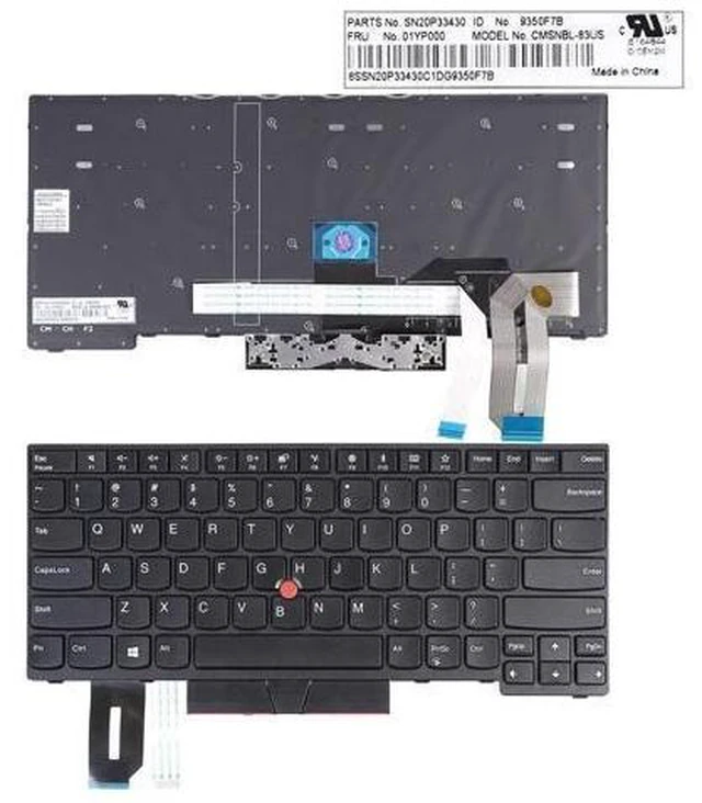 Main image of US Keyboard for IBM Lenovo ThinkPad E480 L480 T480S Black With Point SN20P33430