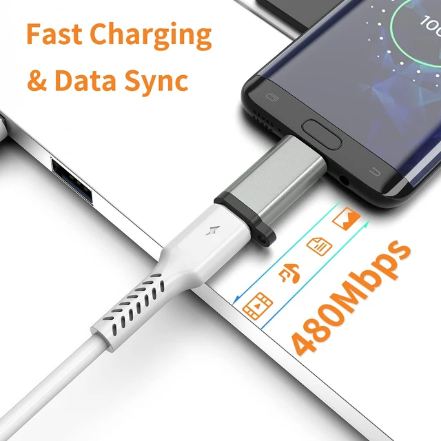 Alt view image 11 of 14 - USB-C to Micro USB Adapter, 3-Pack USB Type C Female to Micro USB Male Converter USB C to Micro B 2.0 Charge & Data Sync Compatible with Samsung Galaxy S7 S6 J7 Note 5 Kindle Ps4 and More -Grey