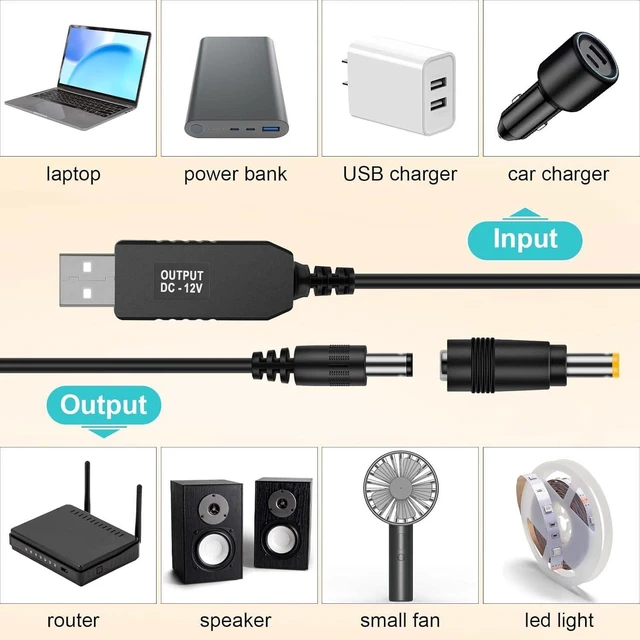 Alt view image 5 of 7 - USB Voltage Step Up Converter - DC 5V to 12V 3ft Cable with DC Jack 5.5 x 2.5mm or 5.5 x 2.1mm