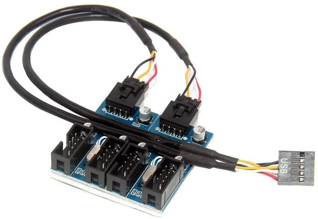 Main image of XT-XINTE Motherboard USB 2.0 9pin Header 1 to 2/4 Extension Hub Splitter Adapter - Converter MB USB 2.0 Female to 2 or 4 Female - 30CM 9-pin Internal Cable Connector Adapter Port Multiplier (1 to 4)