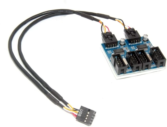 Alt view image 4 of 4 - XT-XINTE Motherboard USB 2.0 9pin Header 1 to 2/4 Extension Hub Splitter Adapter - Converter MB USB 2.0 Female to 2 or 4 Female - 30CM 9-pin Internal Cable Connector Adapter Port Multiplier (1 to 4)