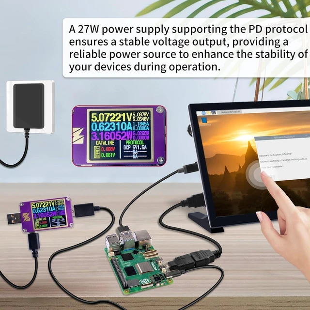 Alt view image 5 of 7 - 27W Power Supply for Raspberry Pi 5 PD Adapter USB C Power Adapter for Raspberry Pi 5 16GB/8GB/4GB/2GB