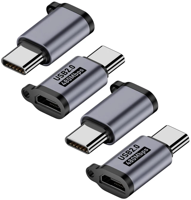 Alt view image 6 of 10 - Micro USB 2.0 to USB C Adapter (4 Pack), Micro USB Female to USB Type C Male Converter Connector Support Charge Data Sync for Galaxy Type-C Phones, Tablets and More (Grey)