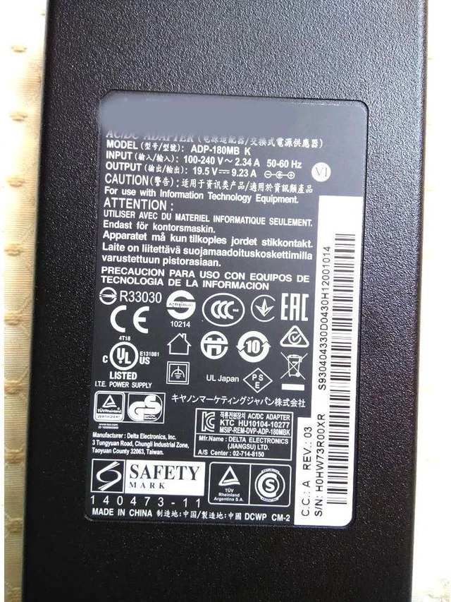 Alt view image 2 of 3 - Genuine Original for MSI Laptop Charger AC Power Adapter ADP-180MB K 19.5V 9.23A 180W Slim