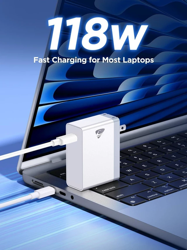 Alt view image 2 of 5 - MacBook Charger-118W GaN USB C Charger Fast Charging Power Adapter PD Laptop Charger for MacBook Pro/Air, iPad Pro, iPhone 17 16 15, Samsung Galaxy, and All Type C USB-C Devices