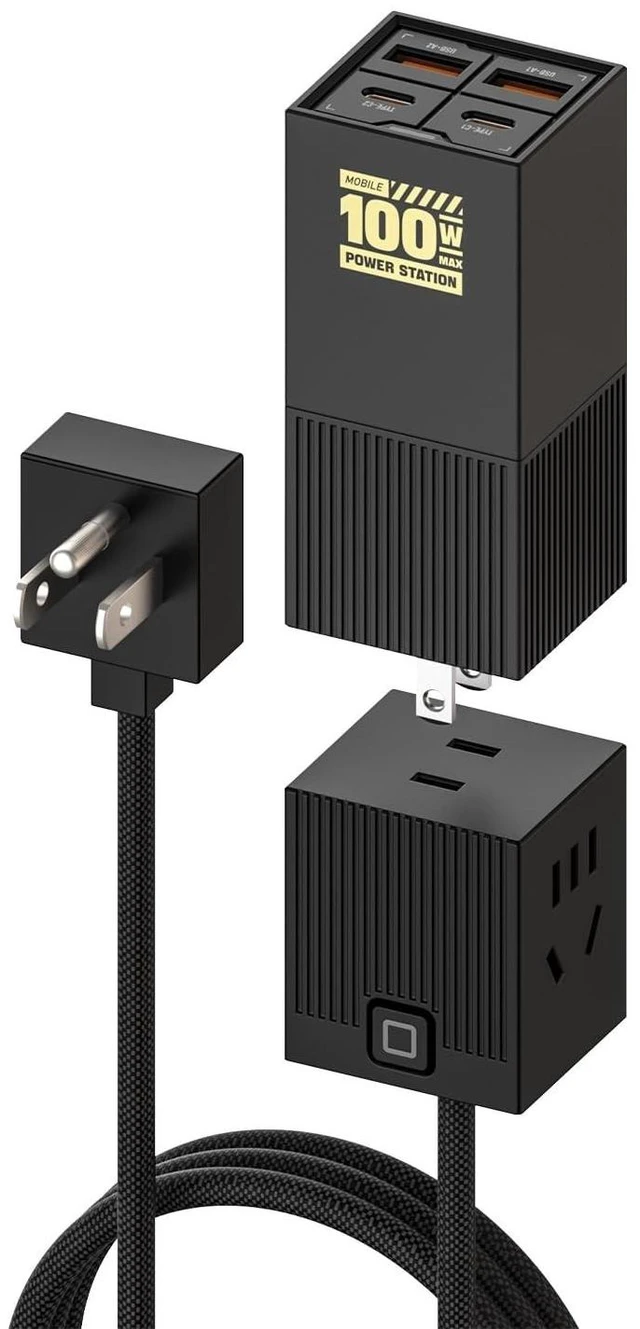 Main image of MFish 100W USB C Charger, Foldable Fast Laptop GaN Charger, 4-Port USB C Wall Charger Power Adapter Ports for MacBook Pro 17, 16'', Dell XPS, iPhone 17/16/15 Pro Max, 6-in-1 Power Strip