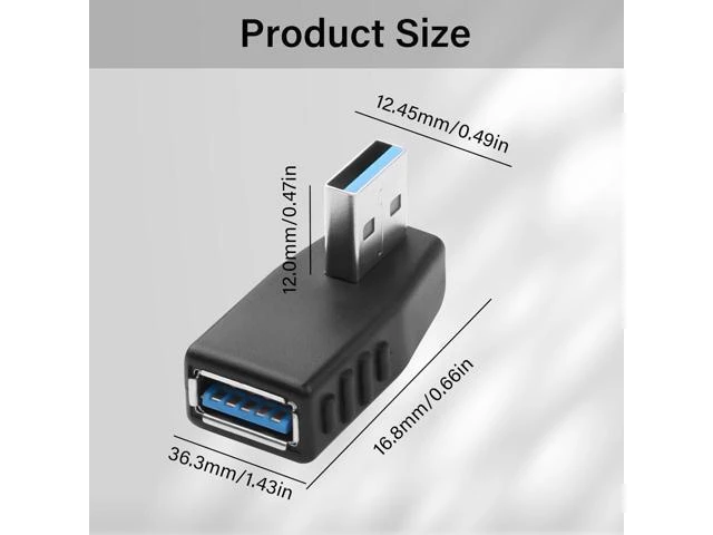 Alt view image 7 of 7 - 90 Degree USB 3.0 Adapter USB A 3.0 Male to Female Adapter Right Angle USB A Extender Adapter Supports Charging/Transfer for Laptop Mobile Power Mouse USB Stick 2Pcs (Right Angle)