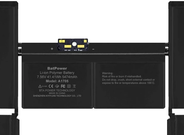 Alt view image 3 of 5 - BatPower A1705 Replacement Laptop Battery for Apple Early 2016 Mid 2017 MacBook 12-inch Retina A1534 EMC 2991 EMC 3099 Battery MacBook 12" Retina A1534 Apple A1705 Battery 41.41Wh