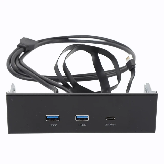 Alt view image 8 of 14 - 5.25 Inch Front Panel USB Hub, Internal USB Hub with 20Gbps USB3.2 Gen2 USB C and USB A Ports, USB Type E Key A 19 Pin Header, Optical Drive Extension Panel for PC