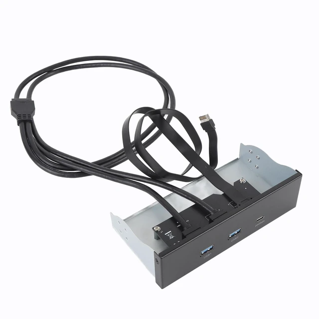 Alt view image 12 of 14 - 5.25 Inch Front Panel USB Hub, Internal USB Hub with 20Gbps USB3.2 Gen2 USB C and USB A Ports, USB Type E Key A 19 Pin Header, Optical Drive Extension Panel for PC