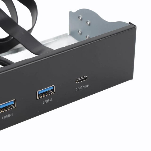 Alt view image 13 of 14 - 5.25 Inch Front Panel USB Hub, Internal USB Hub with 20Gbps USB3.2 Gen2 USB C and USB A Ports, USB Type E Key A 19 Pin Header, Optical Drive Extension Panel for PC