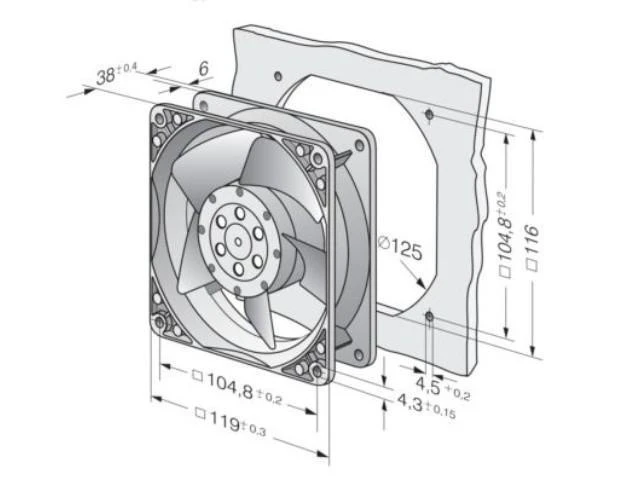 Alt view image 3 of 3 - Ebmpapst 4550N size 119 x 119 x 38mm 230 V AC cooling fan air flow 145m3/h 2550rpm Compact fan