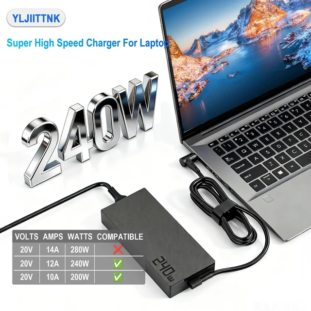 Alt view image 2 of 5 - 240W 230W Laptop Charger Compatible with Asus ROG Strix Scar 15 17 G15 G17 TUF F17 F16 F15 A17 A15 Vivobook Pro 16X 15X Flow X16 Zephyrus Duo 15 S M16 G14 G15 G16 S17 GA401 GA402 GA503 Power Adapte