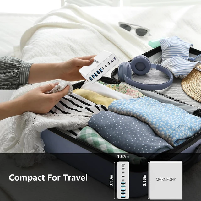 Alt view image 6 of 6 - 320W USB C Charger Block 10-Port USB C Charging Station GaN III PD 65W Laptop Fast Charger Adapter for MacBook Pro/Air iPad iPhone Galaxy White