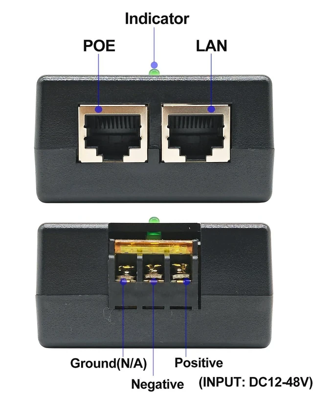 Alt view image 2 of 4 - 24V Gigabit POE Injector ^^ 12V/24V (12-48V) DC Input ^^ 24Volt 1A 24W DC PoE Out ^^ Passive Mode B Solar PoE Injector Adapter for Loco5AC,NS- EdgeRouterX,UniFi AC Lite,RP-5AC-G2, Force180/200/300
