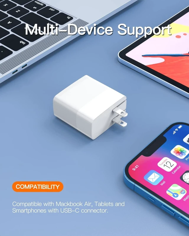 Alt view image 5 of 5 - 30W Charger Fit for MacBook Air Laptop, iPad Air 4th Generation Tablet with USB C to C Charging Cable