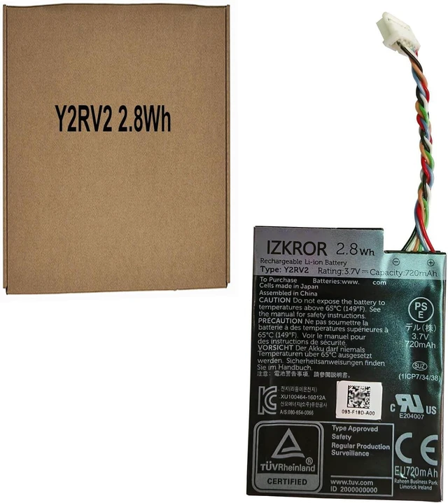 Main image of IZKROR Y2RV2 2.8Wh 720mAh Battery Replacement for Dell PowerEdge R710 H740P Mini R640 R740 R840 R940 RAID Controllers Series J2RH2 NWJ48 3JH35 5FMY4 3.7V