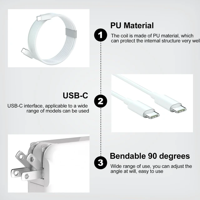 Alt view image 3 of 5 - Abcurd 100W 70W Charger, Compatible with MacBook Pro Mac Air 13 14 15 16 inch Laptop 2025 2024 2023 2022 2021 2020 M1 M2 M3 M4 Fast Charger, 6.6FT USB-C Cable