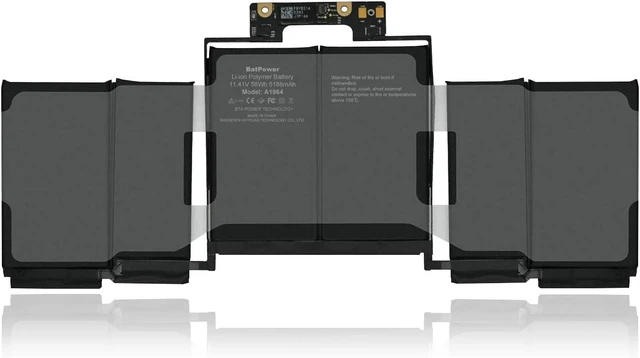 Alt view image 3 of 7 - BatPower A1964 Replacement Laptop Battery for Mid 2018 2019 Apple MacBook Pro 13-inch A1989 EMC 3214 EMC 3358 BTO/CTO Battery MacBook Pro 13" Touch Bar A1989 Apple A1964 Battery 58Wh