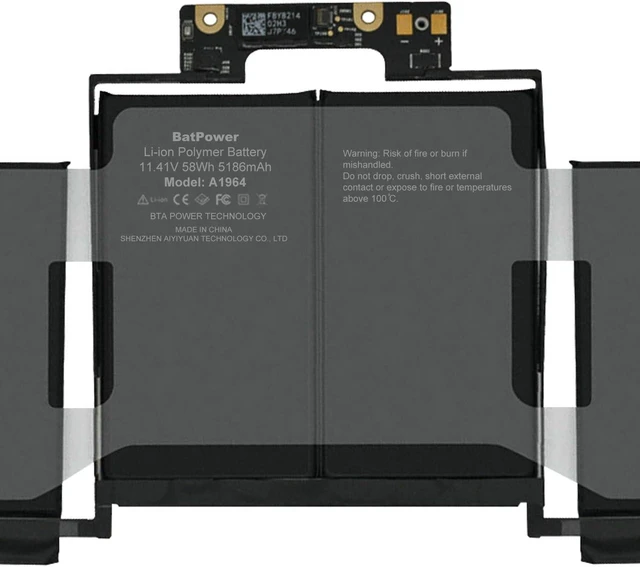 Alt view image 4 of 7 - BatPower A1964 Replacement Laptop Battery for Mid 2018 2019 Apple MacBook Pro 13-inch A1989 EMC 3214 EMC 3358 BTO/CTO Battery MacBook Pro 13" Touch Bar A1989 Apple A1964 Battery 58Wh