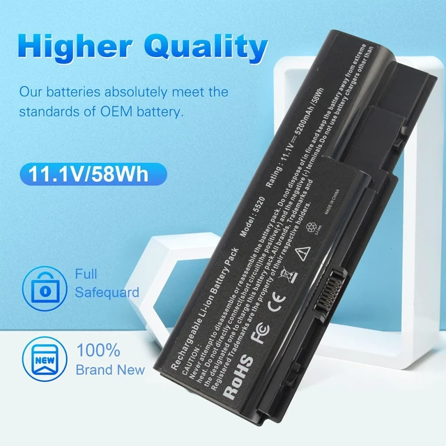 Alt view image 4 of 5 - Laptop Battery for Gateway NV73 NV74 NV78 5920G NV79, for Acer AS07B31 AS07B51 AS07B41 AS07B42 AS07B32 AS07B61 AS07B71 AS07B72 AS07B52 ICL50 ICY70 ICW50, Acer Aspire 5920 5315 5520 6930 7520 7720