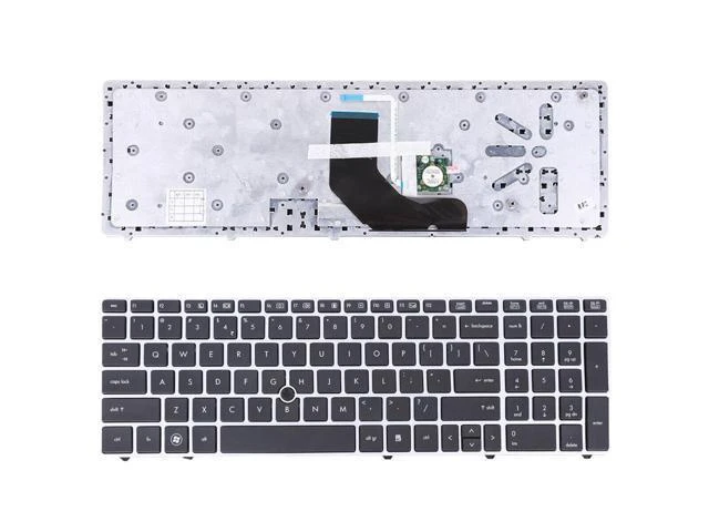 Main image of US Keyboard for HP ProBook 6560B/EliteBook 8570P 8560P Silver Frame Black Point
