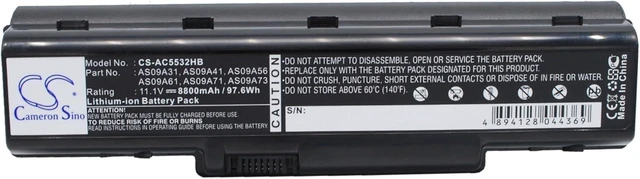 Alt view image 2 of 5 - 8800mAh/11.1V Battery Compatible with Acer fit P/N: AS09A31, AS09A41, AS09A56, AS09A61, AS09A71, AS09A73, AS09A75, AS09A90