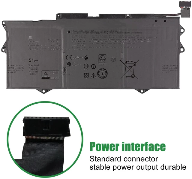 Alt view image 3 of 5 - JIAZIJIA YM15G Laptop Battery Replacement for XPS 9315 Series Notebook 0G9FHC G9FHC Black 11.55V 51Wh 4191mAh