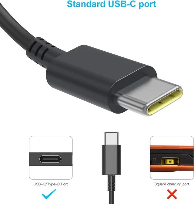 Alt view image 5 of 7 - AYNEFF 65W USB-C Laptop Charger, Chromebook Charger Compatible with Lenovo Chromebook C330 S330 100e 300e 500e Yoga C930 C940 720 ThinkPad T480 T490 T570 T580 with 5.9ft DC USB C Charging Cable