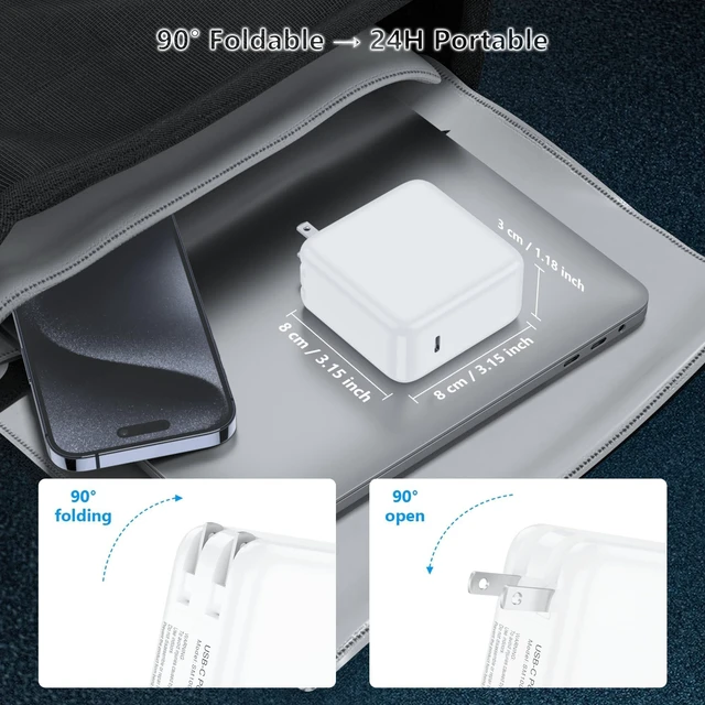 Alt view image 3 of 5 - IEFUU 118W USB C Laptop Charger Compatible with MacBook Pro/MacBook Air 2022^^2021^^2020^^2019^^2018,Type-C PD Power Adapter Compatible with iPhone 16 Pro Max iPad Pro Air with 6.6ft C-C Fast Charge C