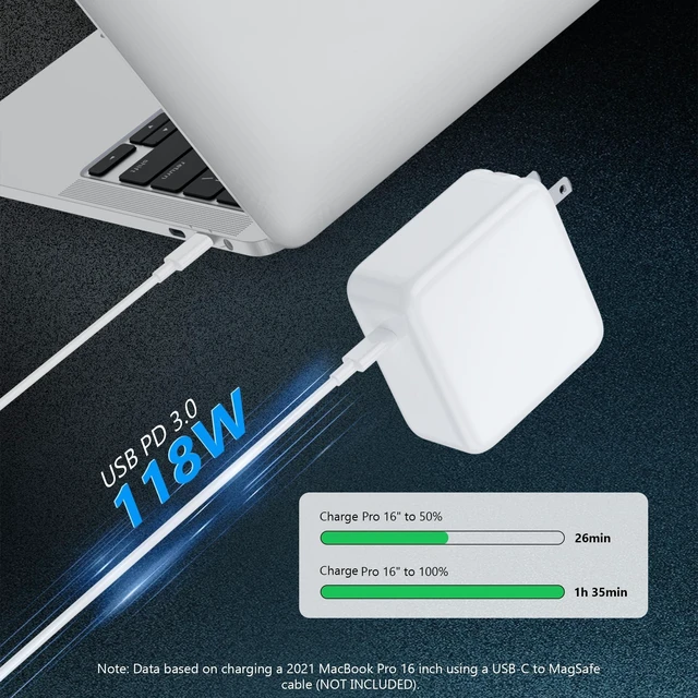 Alt view image 5 of 5 - IEFUU 118W USB C Laptop Charger Compatible with MacBook Pro/MacBook Air 2022^^2021^^2020^^2019^^2018,Type-C PD Power Adapter Compatible with iPhone 16 Pro Max iPad Pro Air with 6.6ft C-C Fast Charge C