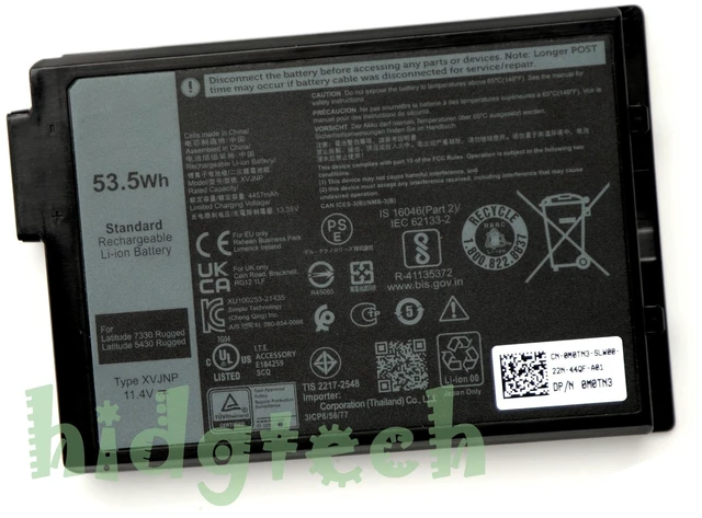 Main image of New XVJNP 53.5Wh Laptop Battery for Latitude 7330 5430 Rugged Series 31CP6/56/77
