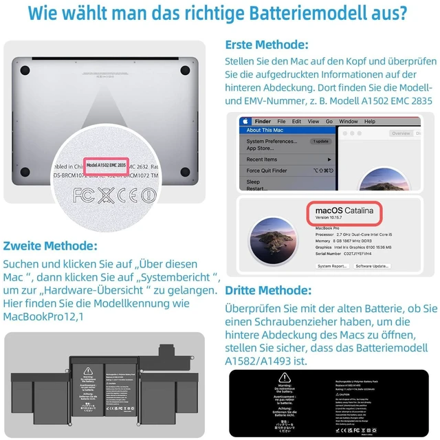 Alt view image 5 of 5 - JGTM A1502 Battery Replacement, A1582 A1493 Battery for MacBook Pro Retina 13 Inch (Late 2013 Mid 2014 Early 2015) EMC: 2678 2875 2835 11.42V 74.9Wh