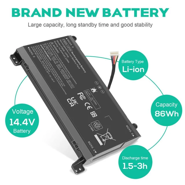 Alt view image 3 of 5 - 12-Pin 14.6V Battery for HP OMEN 17-an040TX 17-an041TX 17-an042TX 17-an043TX 17-an044TX
