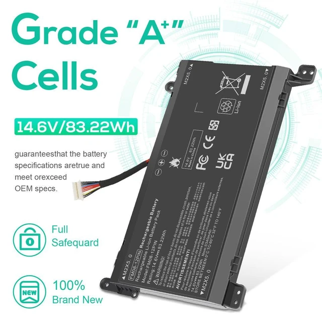 Alt view image 4 of 5 - 12-Pin 14.6V Battery for HP OMEN 17-an040TX 17-an041TX 17-an042TX 17-an043TX 17-an044TX