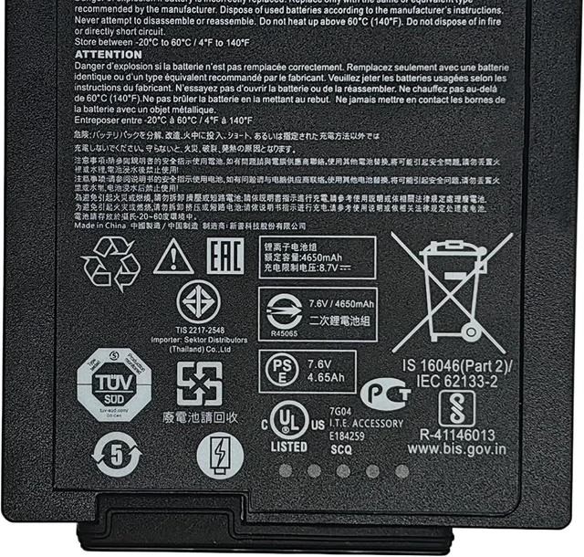 Alt view image 3 of 5 - XLBM1 Battery 36Wh 4770mAh Replacement for Zebra Xplore LynPD5O3 0B23-01H4000E 0B23-023U000P Series 7.6V