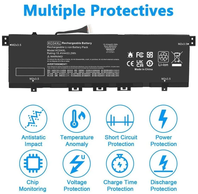 Alt view image 3 of 5 - 15.4V Battery for HP Envy 13-aq0044nr 13-AQ0005NR 13-AQ1013TX 13-AQ1013TU 13-AQ1014TX