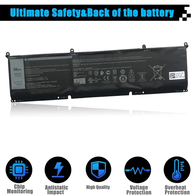 Alt view image 4 of 5 - AOMKA 8FCTC Laptop Battery Replacement for Dell XPS 15 9500 Precision 5550 Alienware M15 R3 R4 M17 R3 R4 Series Notebook 69KF2 08FCTC 70N2F 070N2F 0P8P1P 0DVG8M 0M59JH 11.4V 56Wh 4650mAh