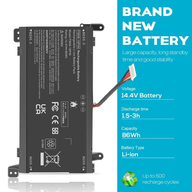 Alt view image 2 of 5 - 16-Pin 14.4V Battery for HP OMEN 17-an040TX 17-an041TX 17-an042TX 17-an043TX 17-an044TX